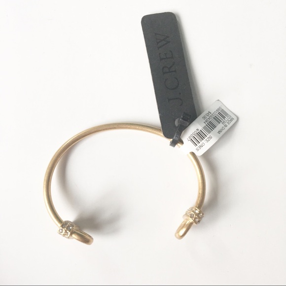NWT J Crew Cuff Bracelet Faux Gold With Crystals - Picture 2 of 5